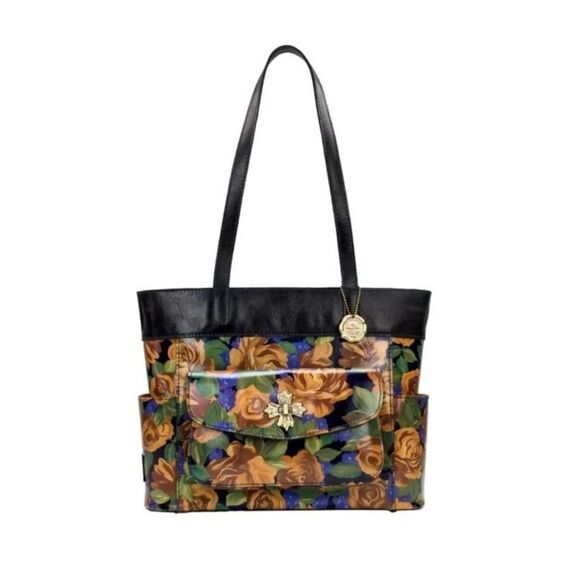 Patricia Nash Alviano Leather Shopper Tote Bag-Blue Sky Rose NWT Orig. $249.00